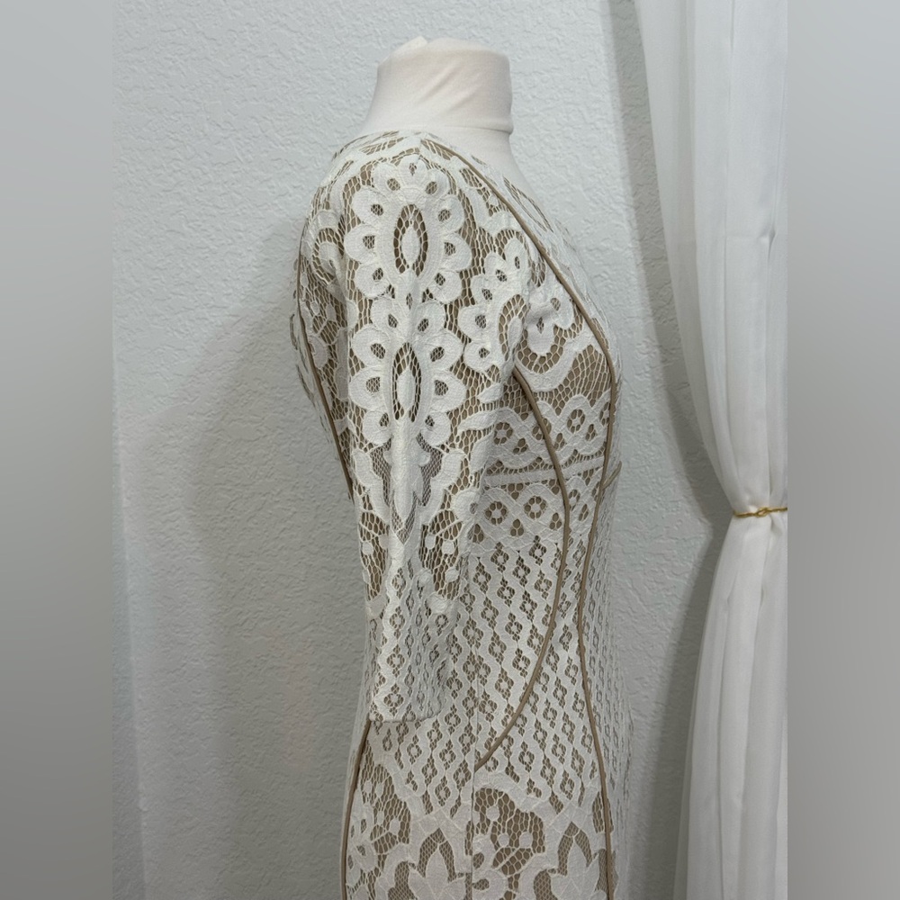 NEW Antonio Melani Bettye Ivory Beachwood Lace 3/4 Sleeve Sheath Dress Size 2 - Picture 6 of 11